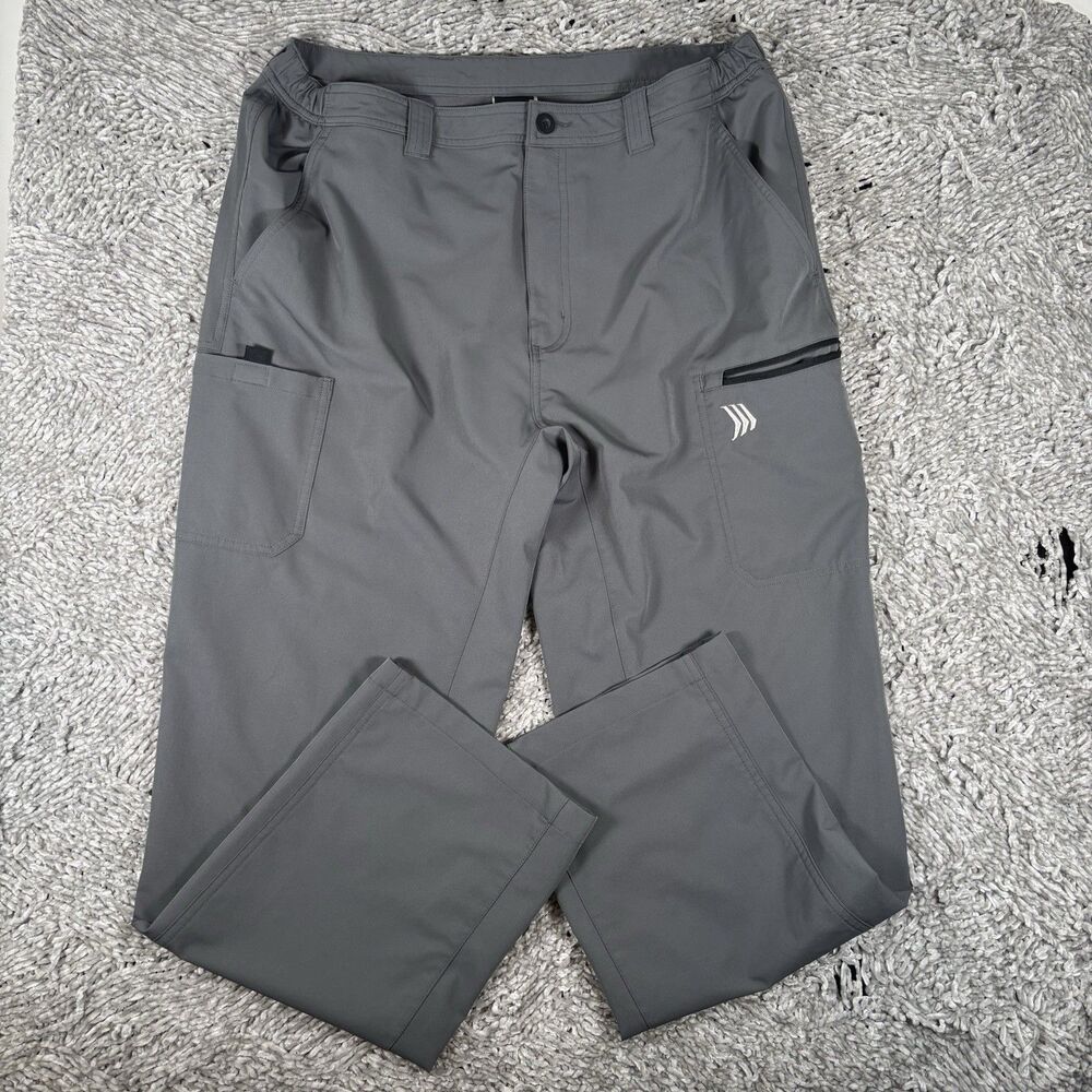 Gillz Cargo Pants Mens XL Gray Utility Zip Pocket Stretch Fishing Performance
